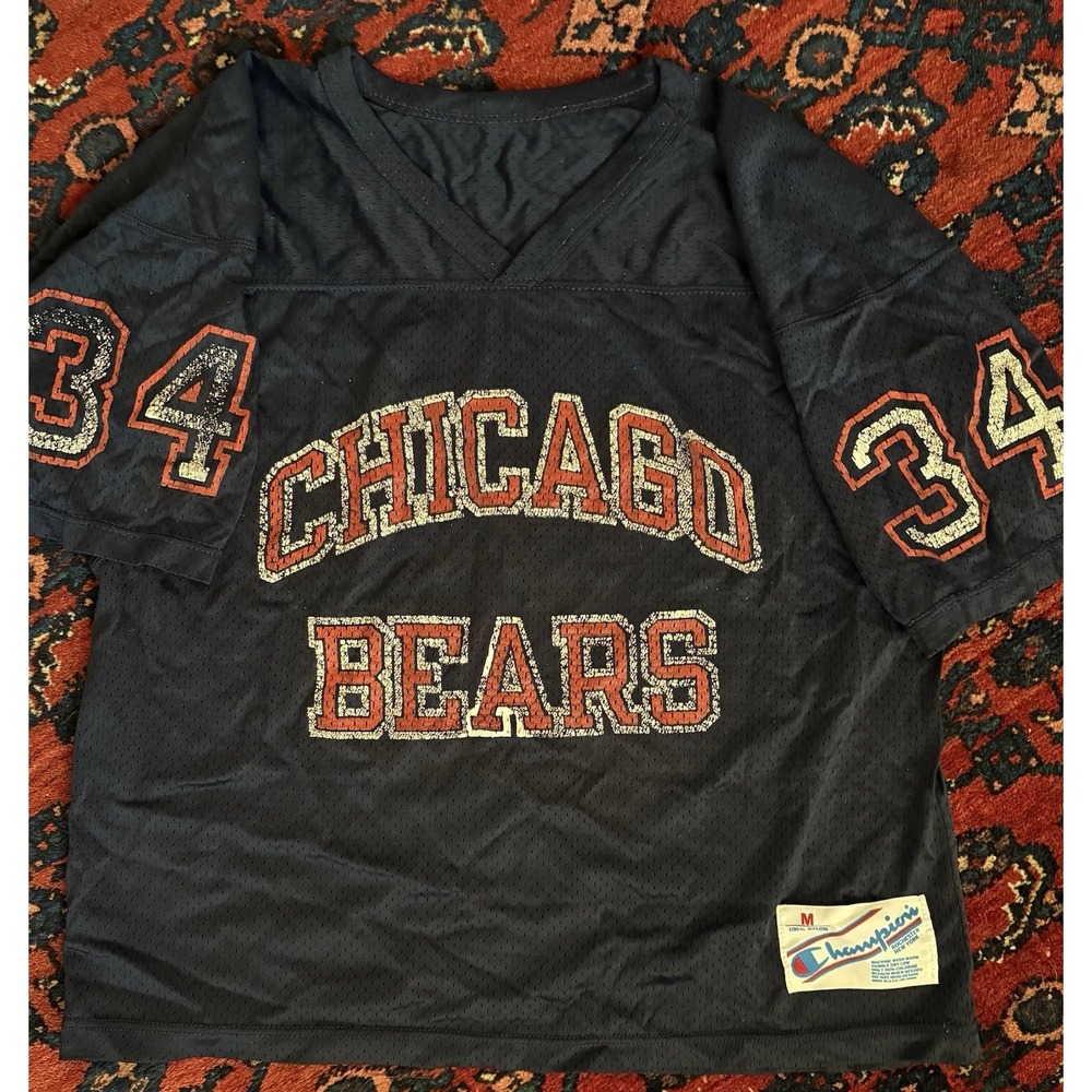 Vintage 80s Champion‎ Mesh Jersey Chicago Bears Walter Payton #34 Cropped Size M